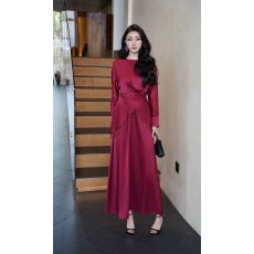 批发法式宴会婚礼<b class='q'>复古</b>性感御姐气质连衣裙女收腰显瘦长袖时尚<b class='q'>长裙</b>