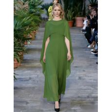 批发披肩领气质雪纺连衣裙收腰显瘦修身超好看大摆长款裙子女夏装新款