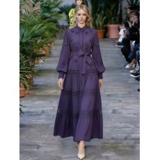 批发复古蕾丝拼接<b class='q'>连衣裙</b>女长袖收腰显瘦美拉德风长裙气质加长裙