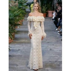 批发春季女装法式温柔风白色长袖蕾丝镂空<b class='q'>连衣裙</b>女收腰显瘦气质仙女裙