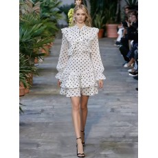 批发澳洲重工圆波点荷叶边连衣裙轻奢气质优雅收腰显瘦层叠蓬蓬蛋糕裙