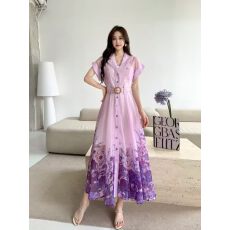 批发新款沙滩裙<b class='q'>甜美</b>镂空纯色气质重工仿真丝棉定位花刺绣长裙