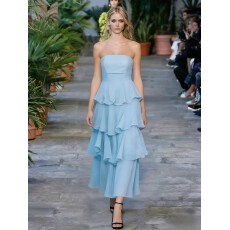 批发复古法式风抹胸<b class='q'>连衣裙</b>女秋季荷叶边收腰显瘦设计感超仙气大摆长裙