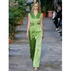 批发名媛气质御姐范醋酸缎面无袖收腰上衣阔腿<b class='q'>裤</b><b class='q'>时尚</b>两件套装夏新