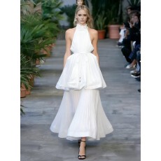 批发甜美挂脖气质减龄优雅淑女名媛千金度假长裙超仙荷叶边百褶<b class='q'>连衣裙</b>