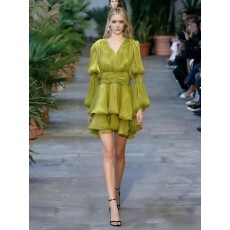 批发Autumn new red fairy temperament chiffon dress waist French