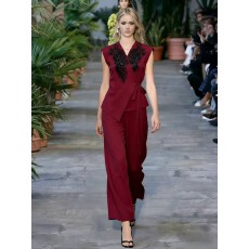 批发2026年夏季国风修身轻奢绣花马甲长裤时尚<b class='q'>套装</b>