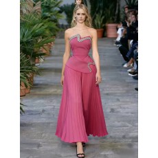 批发欧美跨境外贸礼服长裙新款重工抹胸镶钻不规则上衣百褶阔腿<b class='q'>裤</b><b class='q'>套装</b>