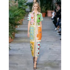 批发<b class='q'>欧美</b>2025个性涂鸦灯笼袖开衫休闲时尚<b class='q'>连衣裙</b>