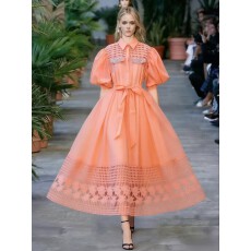 批发新款2026春季跨境外贸长款法式气质优雅风系带<b class='q'>连衣裙</b>秋单件宽松型