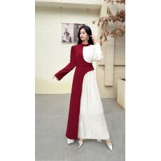 批发欧美女装撞色拼接设计感长袖<b class='q'>连衣裙</b>Long sleeved patchwork dress
