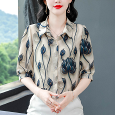 批发雪纺<b class='q'>衬衫</b>女士装早春2026年新款爆款大码小个子洋气上衣中袖<b class='q'>衬衣</b>