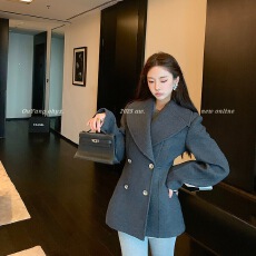 批发区区欧阳沙漏腰<b class='q'>西装</b>毛呢外套女冬季翻领高级感中<b class='q'>长款</b>呢子大衣