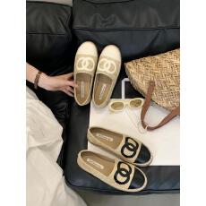 批发小香风渔夫鞋女草编设计优雅软底透气鞋出游一脚蹬平底显瘦懒人鞋