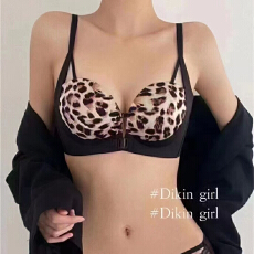 批发2025夏季新款豹纹性感辣妹狙击<b class='q'>前</b><b class='q'>扣</b>防副乳带胸垫美背<b class='q'>文胸</b>