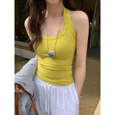 批发2025秋季新款吊带背心加厚磨毛包边收腰显瘦挂脖工字背百搭美背