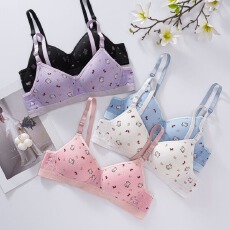 批发2026早春新款爆款花季猫咪<b class='q'>可爱</b>图案<b class='q'>内衣</b>带胸垫显瘦吊带背心女