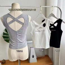 批发夏季2026新款时尚桃心交又美背背心外穿辣妹修身显瘦内搭短款上衣