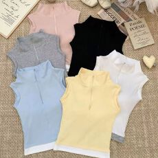 批发辣妹风性感气质假两件无袖背心女装<b class='q'>秋</b>季2025新款修身显瘦内搭上衣