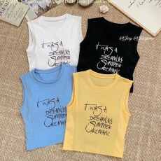 批发修身无袖设计感<b class='q'>可爱</b>短款背心上衣带胸垫甜酷性感辣妹夏季爆款外穿