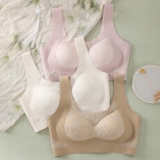 批发实拍舒适国风浮雕花纹美背排扣宽肩带大码无痕<b class='q'>文胸</b>抹胸不勒肉内衣