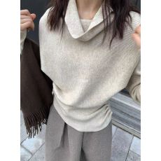 批发韩系半高领设计蝙蝠袖针织衫秋冬慵懒风<b class='q'>宽松</b>显瘦高级感气质上衣gs