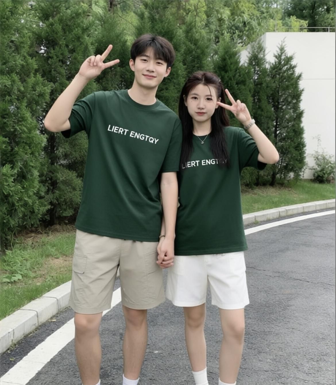 빗질하다 순면 닫기 동일하지 않음 ~ 중 커플룩 여름 반팔 새로운 조수 브랜드 알파벳 프린트 고급 맨위