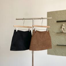 批发280克麂皮绒 2026年秋<b class='q'>冬</b>韩版加厚防走光女低腰麂皮绒包臀半身裙