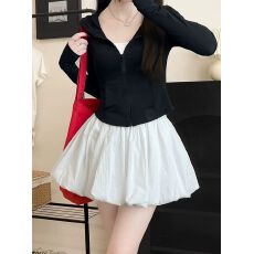 批发韩系甜美红色<b class='q'>花苞</b>短<b class='q'>裙</b>女夏季薄款小个子高腰慵懒百搭显瘦蓬蓬<b class='q'>裙</b>裤