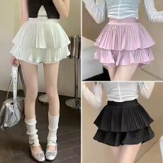 批发设计感蝴蝶结绑带<b class='q'>蓬蓬裙</b>子白色<b class='q'>半身</b>裙女夏季甜美风A字短裙花苞裙