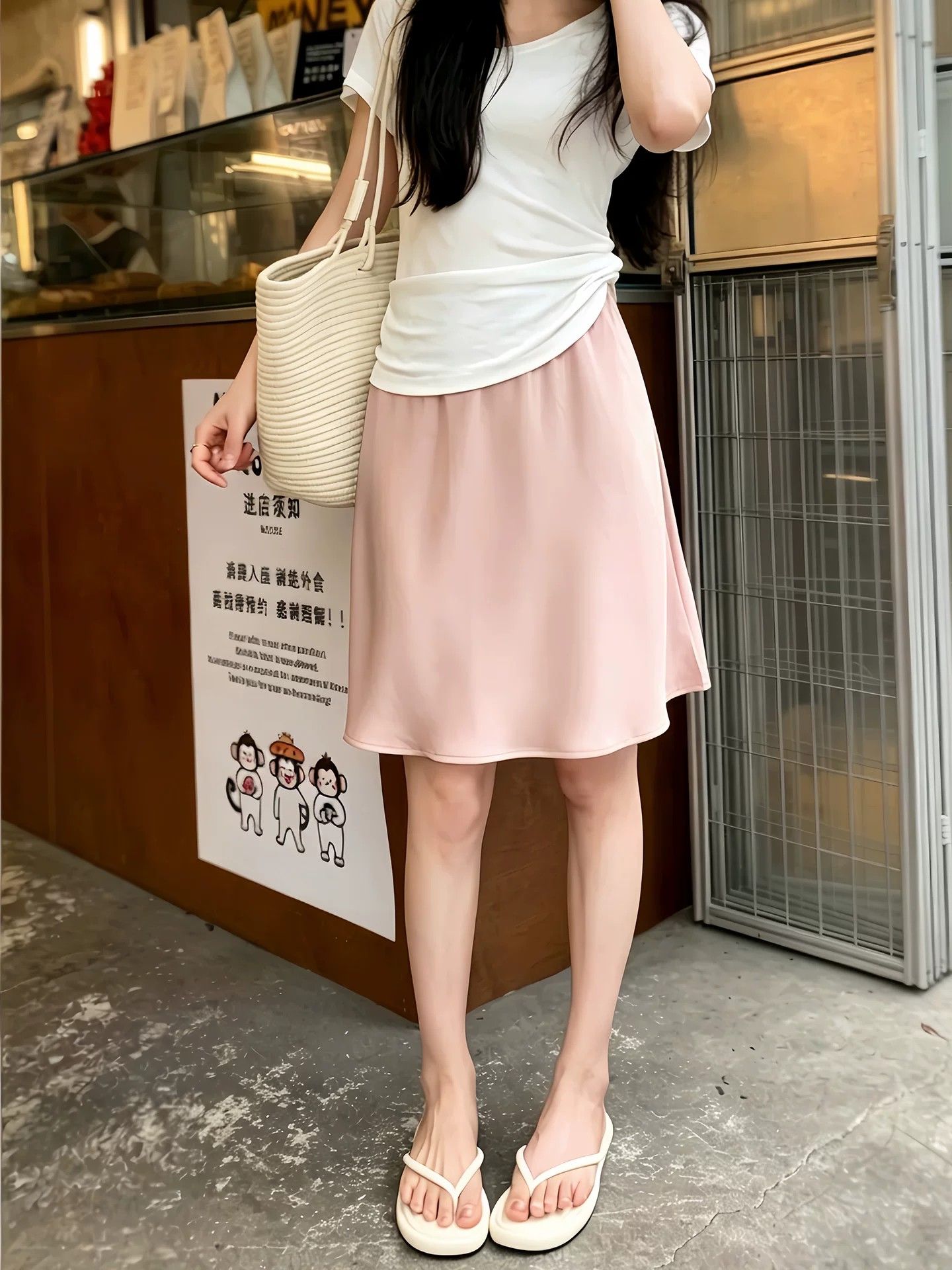 핑크색 부드러운 바람 새틴 아세트산 타이트 스커트 미니 스커트 여성 여름 얇은 새로운 품격 몸매 가꾸기 한 마디 인어 꼬리 반신 스커트