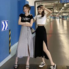 批发春季高级感减龄半身裙美式时尚百搭高腰裙女设计感修身显瘦中长裙