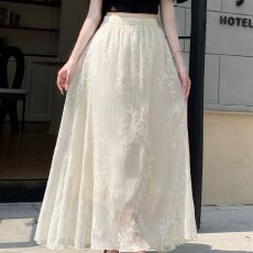 批发天丝莱赛尔重工刺绣<b class='q'>半身裙</b>女夏法式高级感轻奢温柔绝美a字鱼尾裙