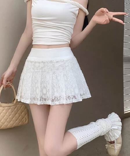 2026 여름 새로운 초단 미니 치마바지 다용도 레이스 플리츠 스커트 섹시함 반신 스커트 패션 한 마디 치마
