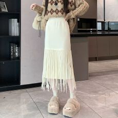 批发不规则流苏针织半身裙女小个子A字一步<b class='q'>长裙</b>秋冬配毛衣直筒<b class='q'>包臀</b>裙