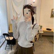 批发麻花内搭高级感针织衫女2026新款秋冬修身打底短上衣