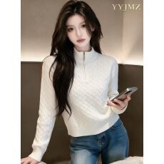 批发高领拉链羊绒衫套头秋<b class='q'>冬</b>毛衣女超加厚绞花羊毛针织打底衫