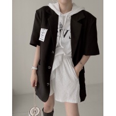 批发2025 韩国东大门气质通勤风简约慵懒风宽松百搭短袖休闲西装