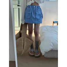 批发有货  2026韩国ins 抽绳收腰双兜工装<b class='q'>短裙</b>半身裙