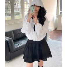 批发已出 2026韩国纯色花边木耳边拼接风衣防晒衣外套