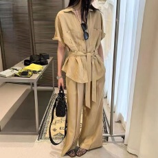 批发已出2026休闲套装女夏季新品天丝<b class='q'>亚麻</b>上衣+阔腿长裤两件套女