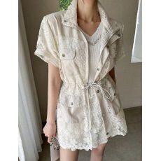 批发已出 2026春季韩系时尚新款蕾丝拼接短袖上衣外套