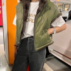 批发有货 chic秋冬工装风正反两穿马甲宽松<b class='q'>休闲</b>保暖短<b class='q'>外套</b>棉衣女