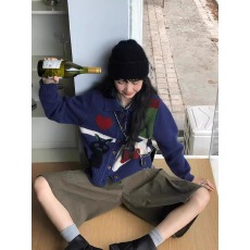 批发2025新款韩版<b class='q'>复古</b>宽松软糯毛衣慵懒风针织开衫女外套短款学生上衣