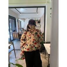 批发有货 2026秋冬复古甜美花朵羊羔毛宽松棉衣加厚保暖拉链<b class='q'>短</b><b class='q'>外套女</b>