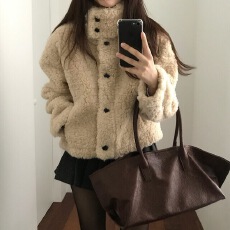 批发已出货 <b class='q'>韩国</b>chic秋冬韩系立领学院风短款羊羔毛保暖外套