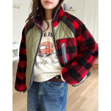 批发已出 <b class='q'>韩国</b>东大门秋冬25新款立领拉链摇粒绒拼接棉服外套