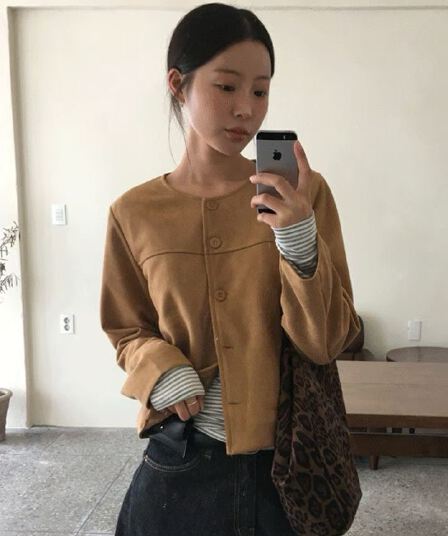 있음 밖으로 2026 한국 동대문 가을 겨울 작은 대중 다용도 레트로 디자인 센스 스웨이드 원단 슬림해 보이는 재킷