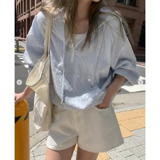 批发已出   条纹<b class='q'>休闲</b>慵懒风连帽抽绳半开领薄款防嗮衣上衣 女