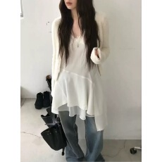 批发有货 韩国2026不规则设计蕾丝磨边吊带连衣裙